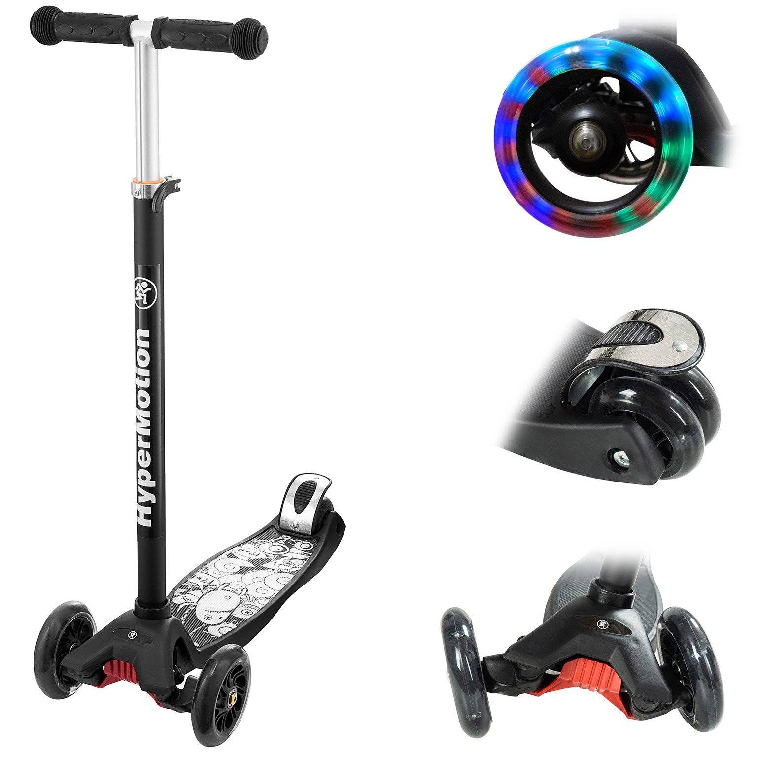 ALAMO three-wheel balance scooter - Black + LED wheels