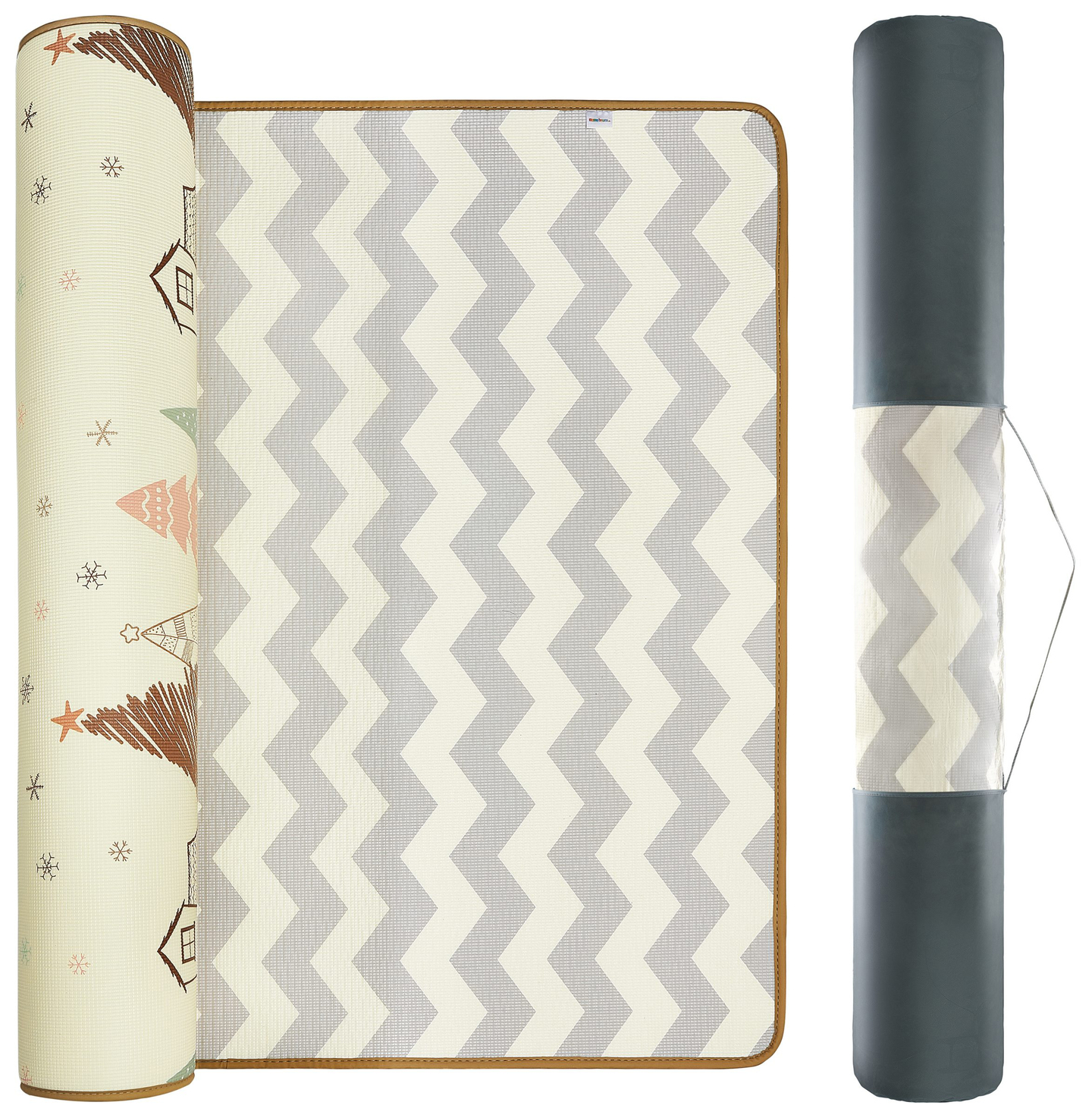 Double-sided foam mat XXL - roll 2 cm  (patterns: forest and zigzags)
