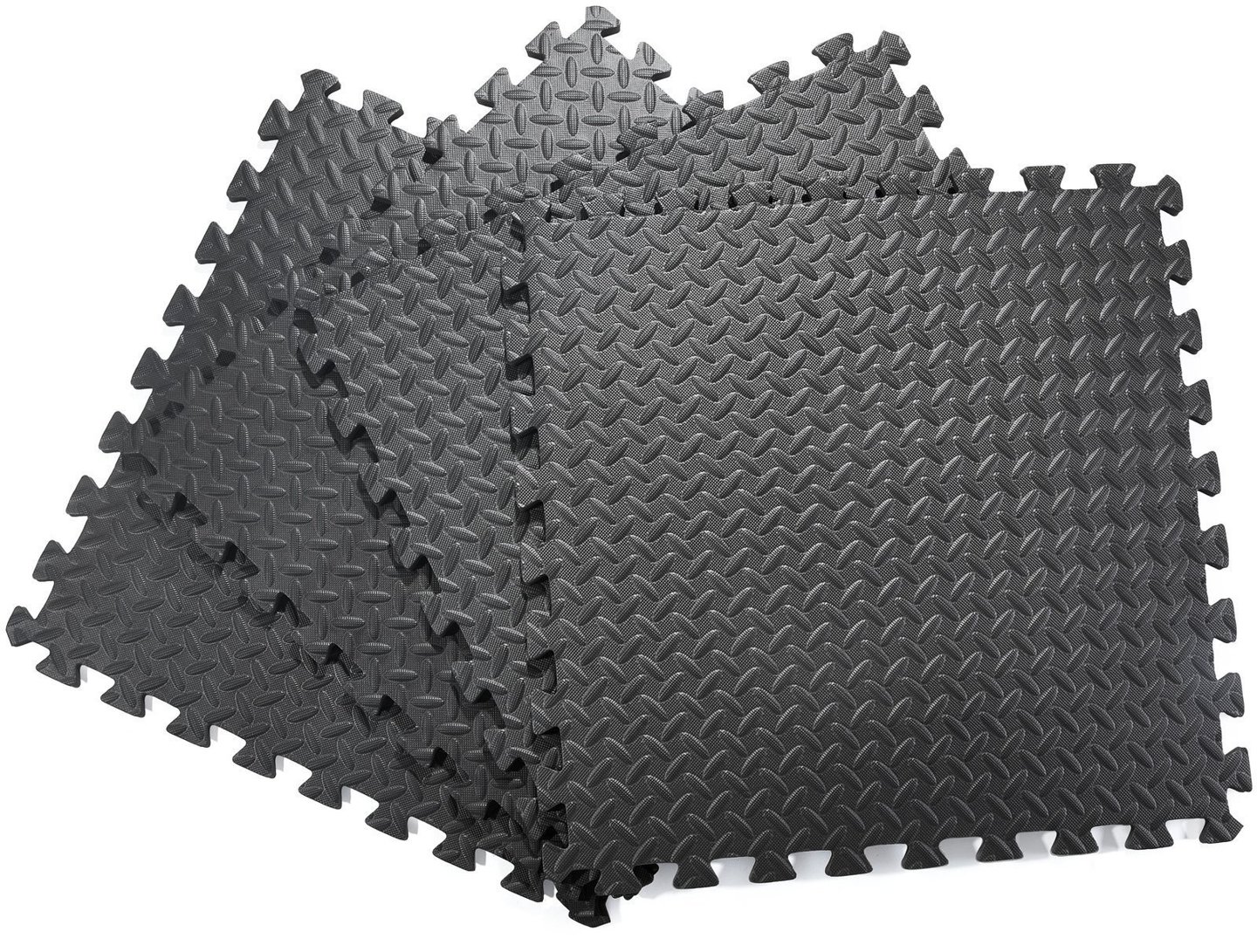 Large Foam Puzzle 4 pcs. - anti-slip foam exercise mat 120 x 120 x 1.2 cm with edging - black