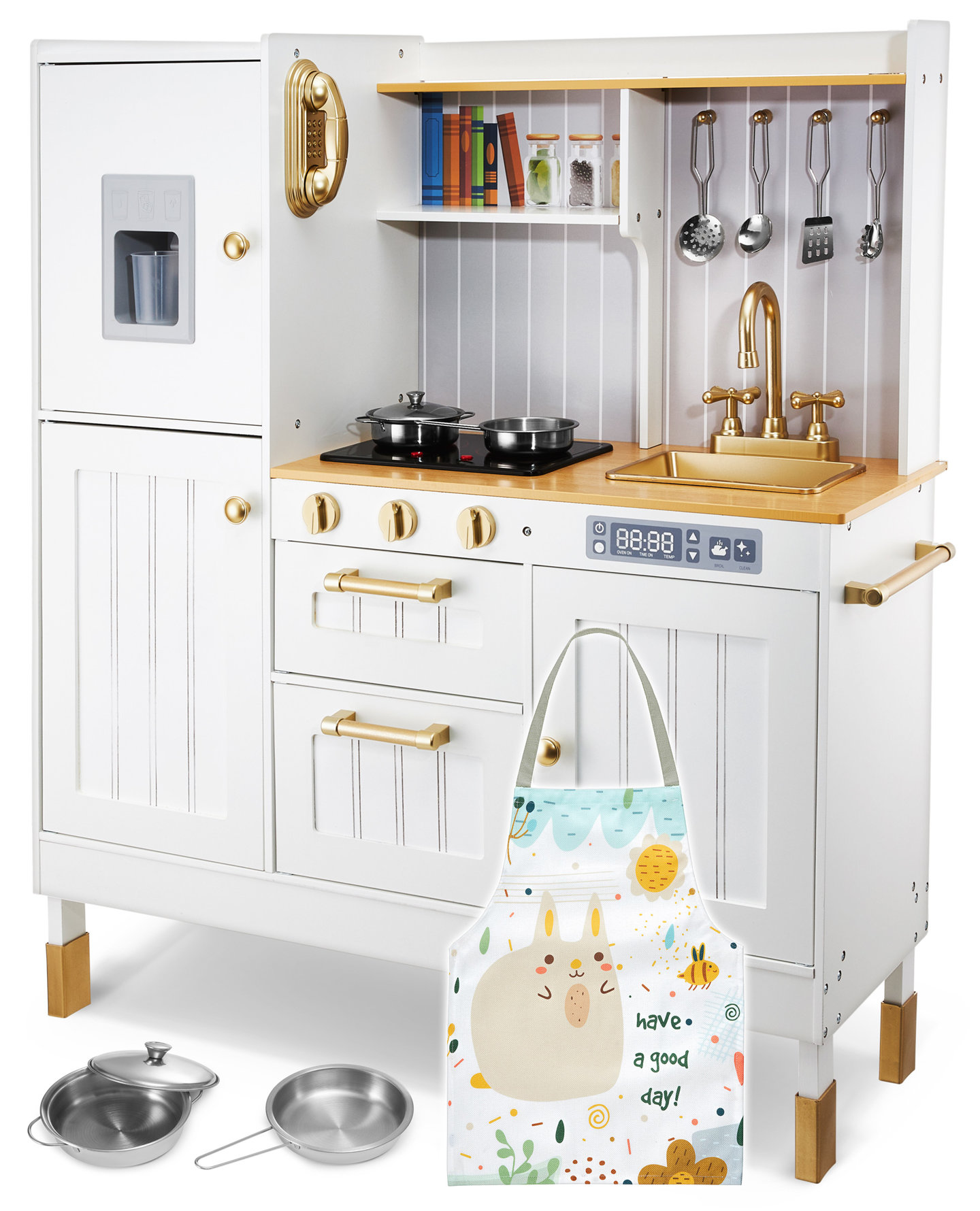XL Two-tier Wooden Kitchen with apron and accessories